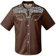 thumbnail image 1 of XDZJLR Mens T Shirts Western Cowboy Embroidered Short Sleeve Lapel Slim Fit Casual Button Down With Pockets Tees, 1 of 4