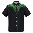 thumbnail image 1 of XDZJLR Mens T Shirts Western Cowboy Embroidered Short Sleeve Lapel Slim Fit Casual Button Down With Pockets Tees, 1 of 4