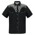 thumbnail image 1 of XDZJLR Mens T Shirts Western Cowboy Embroidered Short Sleeve Lapel Slim Fit Casual Button Down With Pockets Tees, 1 of 4