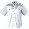 thumbnail image 1 of XDZJLR Mens T Shirts Western Cowboy Embroidered Short Sleeve Lapel Slim Fit Casual Button Down With Pockets Tees, 1 of 4