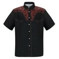 thumbnail image 1 of XDZJLR Mens T Shirts Western Cowboy Embroidered Short Sleeve Lapel Slim Fit Casual Button Down With Pockets Tees, 1 of 4