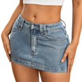 thumbnail image 1 of XDZJLR Mini Denim Skirt Women Jean Skirts Washed Denim Bodycon Skirt High Stretch Elastic Slim Fit Short Skirt Light Blue Xs-Xl, 1 of 6
