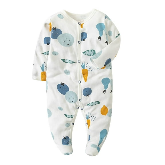 XDZJLR Onesies Baby Boy Girl Cotton Clothing Newborn Bag Long Sleeved Bag Feet Clothes Children Cartoon Clothes Sleepwear White 6-9 Months