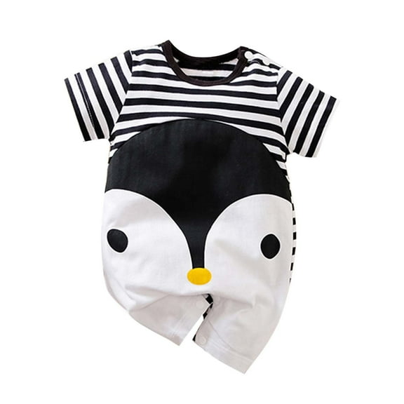 XDZJLR Onesies Baby Boy Girl Cotton Children Print Short Sleeve Jumpsuit Clothes Sleepwear Black 3-6 Months