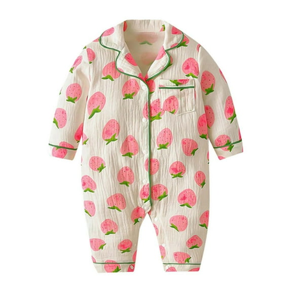 XDZJLR Onesies Baby Boy Girl Newborn Infant Floral Animals Print Button Up Footie Jumpsuit Clothes Sleepwear Pink 0-3 Months
