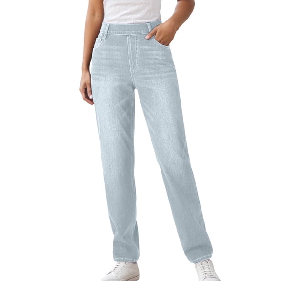 XDZJLR Sweatpants For Womens Pull On Wide Leg Jeans High Waisted Stretchy Baggy Straight Leg Jeans Denim Pants Sweat Pants For Women Blue M