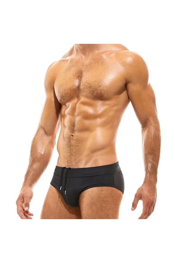 Swim Briefs Men Fashion Bodybuild Gradient Trunks Beach Swimming Shorts Boxer Swimwear Soft Beachwear Black