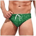 thumbnail image 1 of XDZJLR Swim Briefs Men Fashion Casual Sequin Print Comfortable Swimming Spa Lace Up Swimsuit Trunks Breathable Beachwear Green, 1 of 5