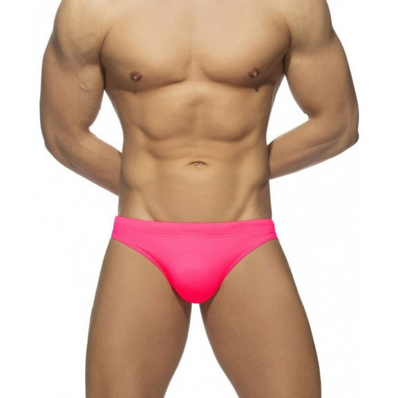 XDZJLR Swim Briefs Men Male Summer Cool Sports Solid Color Fit Beach Shorts Fashion Swimming Trunks Soft Beachwear Pink