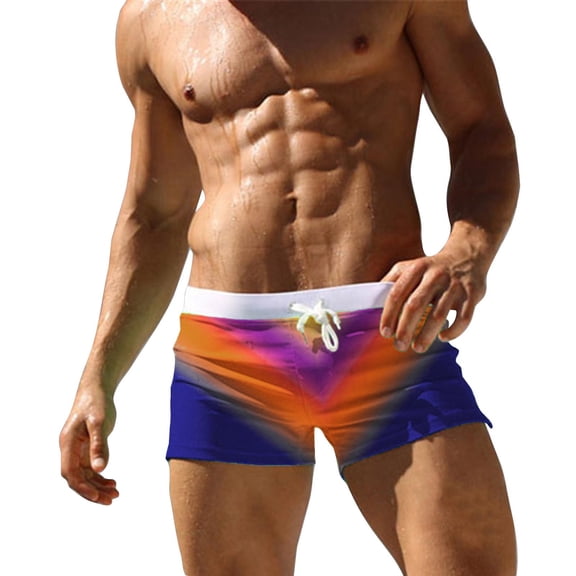 XDZJLR Swim Briefs Men Quick Drying Sports Shorts Plus Size Loose Gradient Beach Pants Swim Briefs Comfy Beachwear Blue