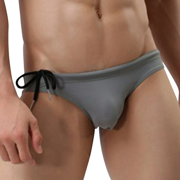 XDZJLR Swim Briefs Men Underwear Low Waist Boxer Shorts Comfy Beachwear Dark Gray