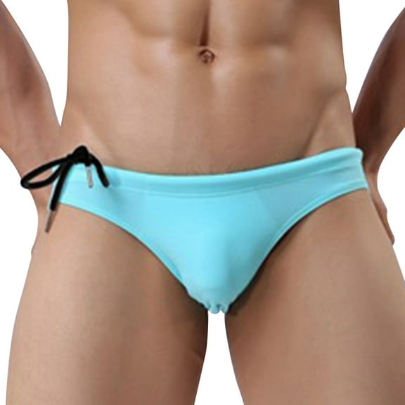 XDZJLR Swim Briefs Men Underwear Low Waist Boxer Shorts Soft Beachwear Light Blue