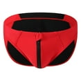 thumbnail image 1 of XDZJLR Swim Briefs Men With Front Zipper Opening Color Blocking Beach Swimming Pants Soft Beachwear Red, 1 of 5