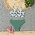 thumbnail image 1 of XDZJLR Swimsuit for Girls Bathing Suit High Waisted Bikini Strap Top Swimming Trunks Beach Holiday 2 Piece Swim Suit Green 8-10 Years, 1 of 6