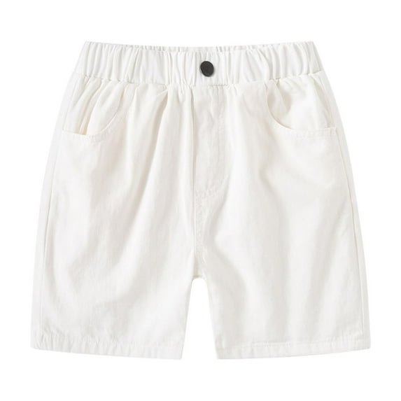 XDZJLR Toddler Child Boys Shorts Drawstring Solid Color Cotton Linen Comfort Waist Summer Pants Kids Elastic Casual Knee Length Pants 12-18 Months