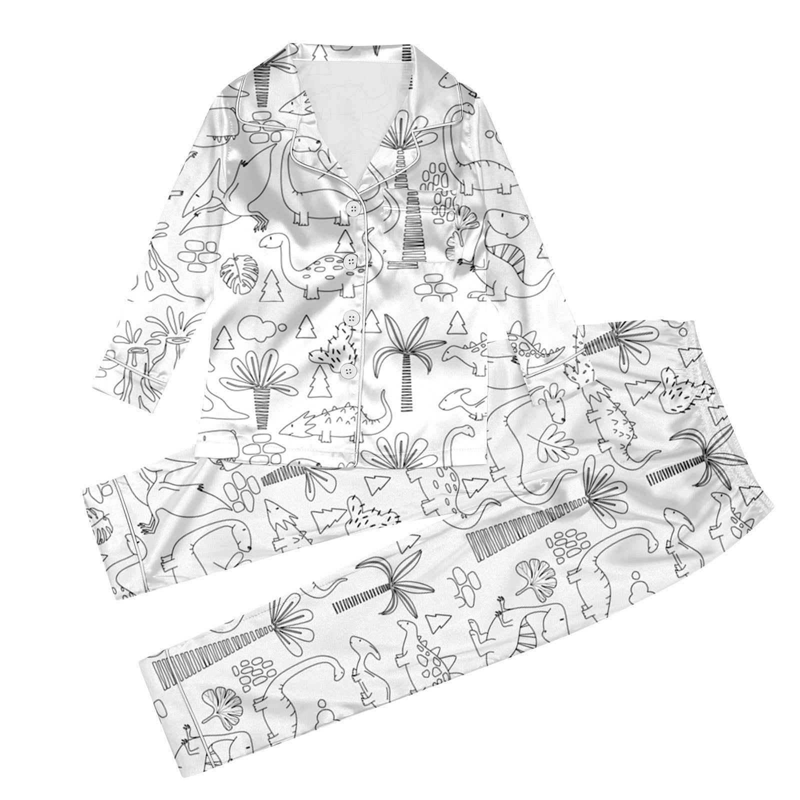 XDZJLR Toddler Girls Outfit Children Doodling Imitation Silk Pajamas xdzjlr-toddler-girls-outfit-children-doodling-imitation-silk-pajamas