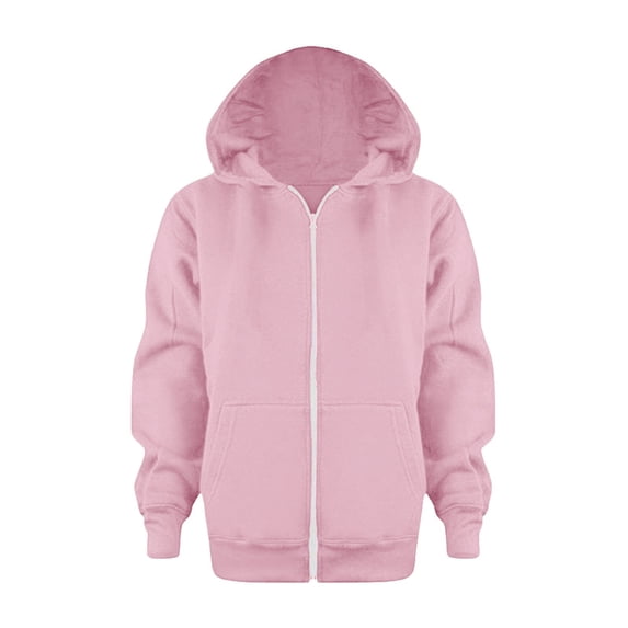 XDZJLR Toddler Zip Up Hoodie Sweatshirt Color Solid Zip Jackets Long Hoodie Top Sleeve Up Girls Kids Boys Coat Outwear Pink Jacket