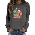 thumbnail image 1 of XDZJLR Women Christmas Shirt Cow Holiday Print Sweatshirt Festive Western Graphic Pullover Top Casual Soft Crewneck Shirt Grey S, 1 of 4