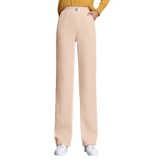 XDZJLR Women Fleece Sweatpants Casual High Waist Flared Leggings Warm Thermal Trousers Everyday Yoga Comfort Stretch Bootcut Pants With Soft Wide Elastic Waistband Womens Sweat Pants Beige M