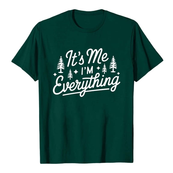 XDZJLR Women'S Christmas Shirts Couple Letter Print Short Sleeve Round Neck Print T Shirt Top Women Dark Green L