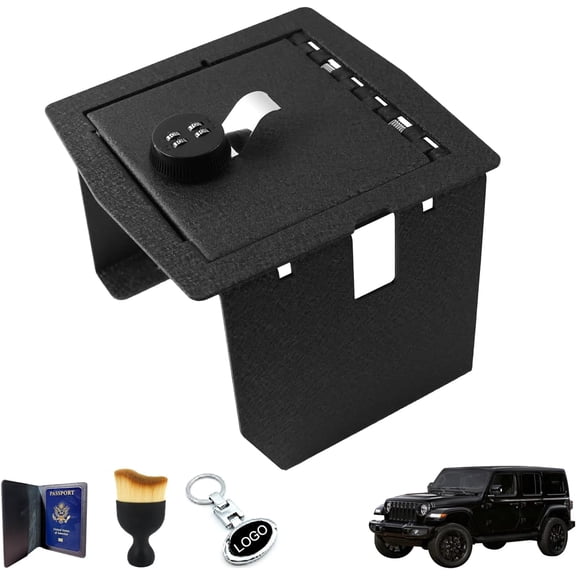 XDeer Automotive Center Console Gun Safe, Compatible with Jeep JL 2018-2024,Fingerprint Safe for car, CP1367,4-Digit Combination Lock with Key