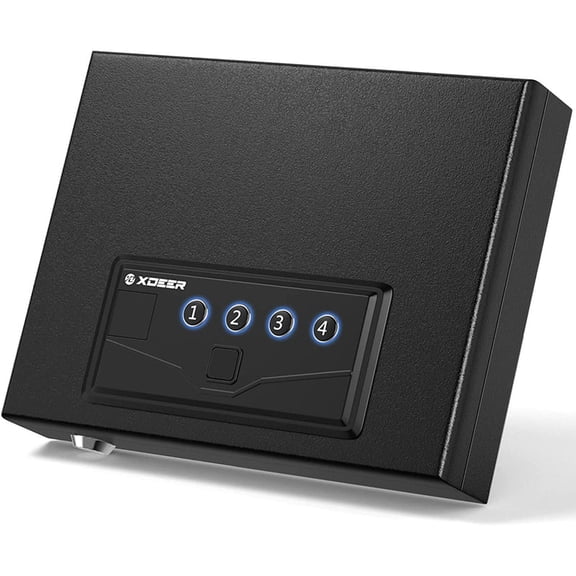 XDeer Biometric Pistol Safe - Quick Access Handgun Safety Box with Upgraded Fingerprint, Keypad, and Key for Home, Bedside, Nightstand, or Car, Designed for Pistols Black