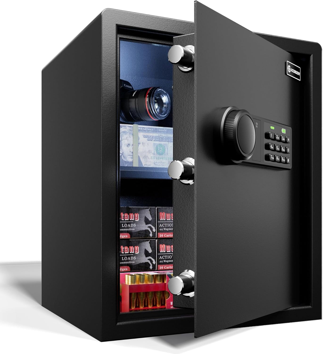 XDeer CS42E Lock Home Safe Box - (1.69 Cubic Feet) with Electronic Digital Keypad, Steel Construction for Money, Guns, Document Safe, and Personal Items - Secure Storage at Home or Office
