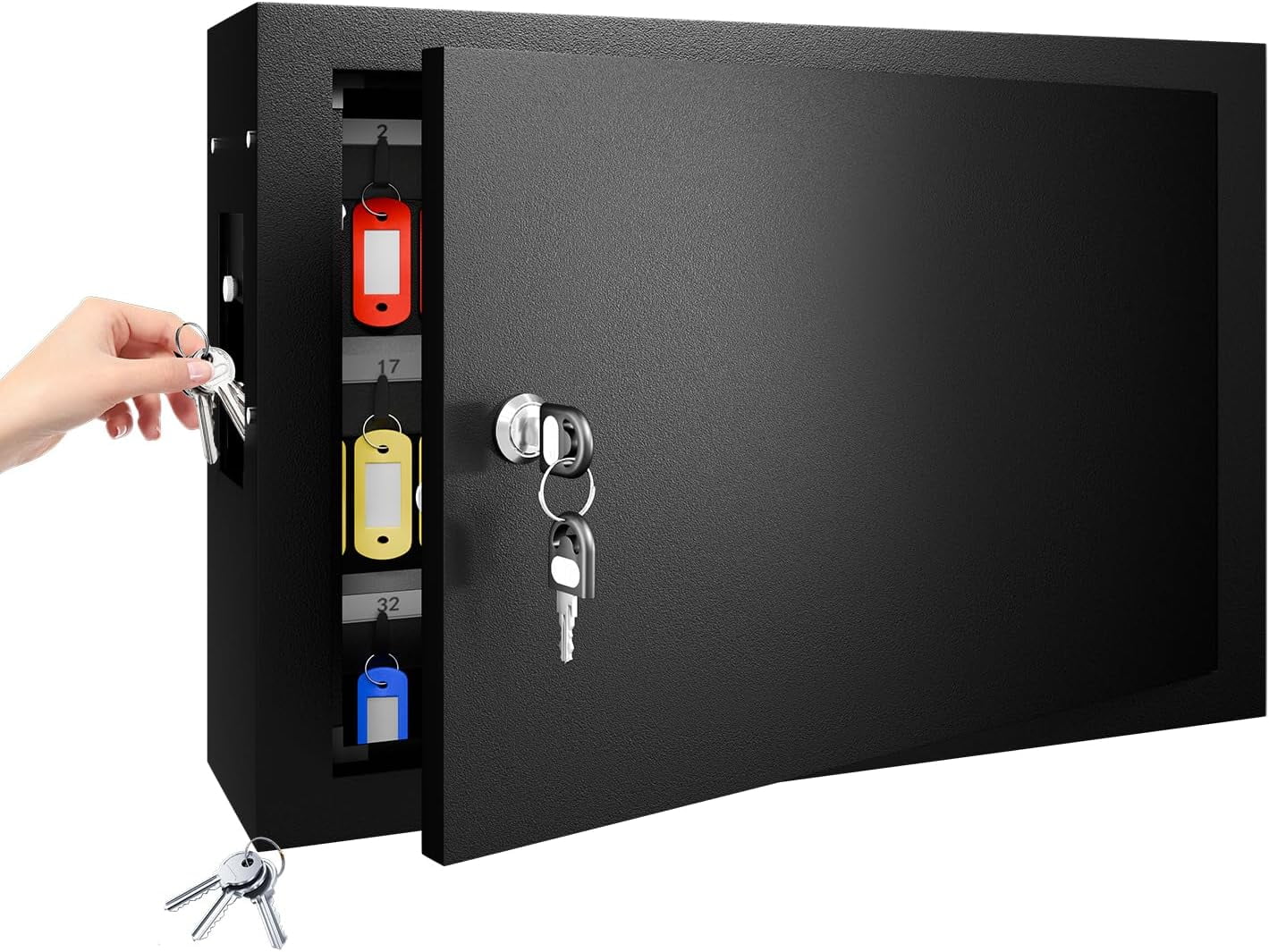 XDeer Key Box Wall Mount,65 Keys, Key Organizer Cabinet,Key Storage Box Safe with Combination Lock for Hotels & Office & Companies & Car Dealerships-Black