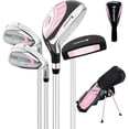 thumbnail image 1 of XDriveMax 4 Pieces Kids Golf Club Set, Junior Hybrid & Putter Set for Ages 4-8 with Stand Bag, Right Handed, Pink, 1 of 9