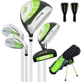 thumbnail image 1 of XDriveMax 6 Pieces Golf Club Set, Junior Complete Set for Ages 8-12 with Stand Bag, Right Handed, 2 Head Covers, Green, 1 of 8
