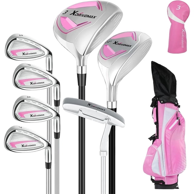 XDriveMax 8-Piece Left Hand Complete Golf Club Set for Women: Wood ...