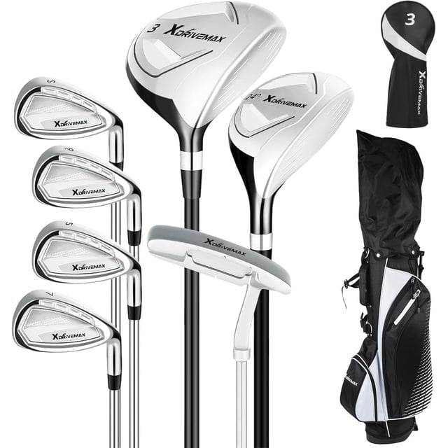 XDriveMax 8-Piece Right Hand Complete Golf Club Set for Men: Wood ...