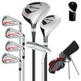 thumbnail image 1 of XDriveMax 8-Pieces Complete Golf Club Set for Men Includes Stand Bag with Rain hood , Fairway Wood Head Covers, Hybrid, Irons and Putter, Red-Left Handed, 1 of 7