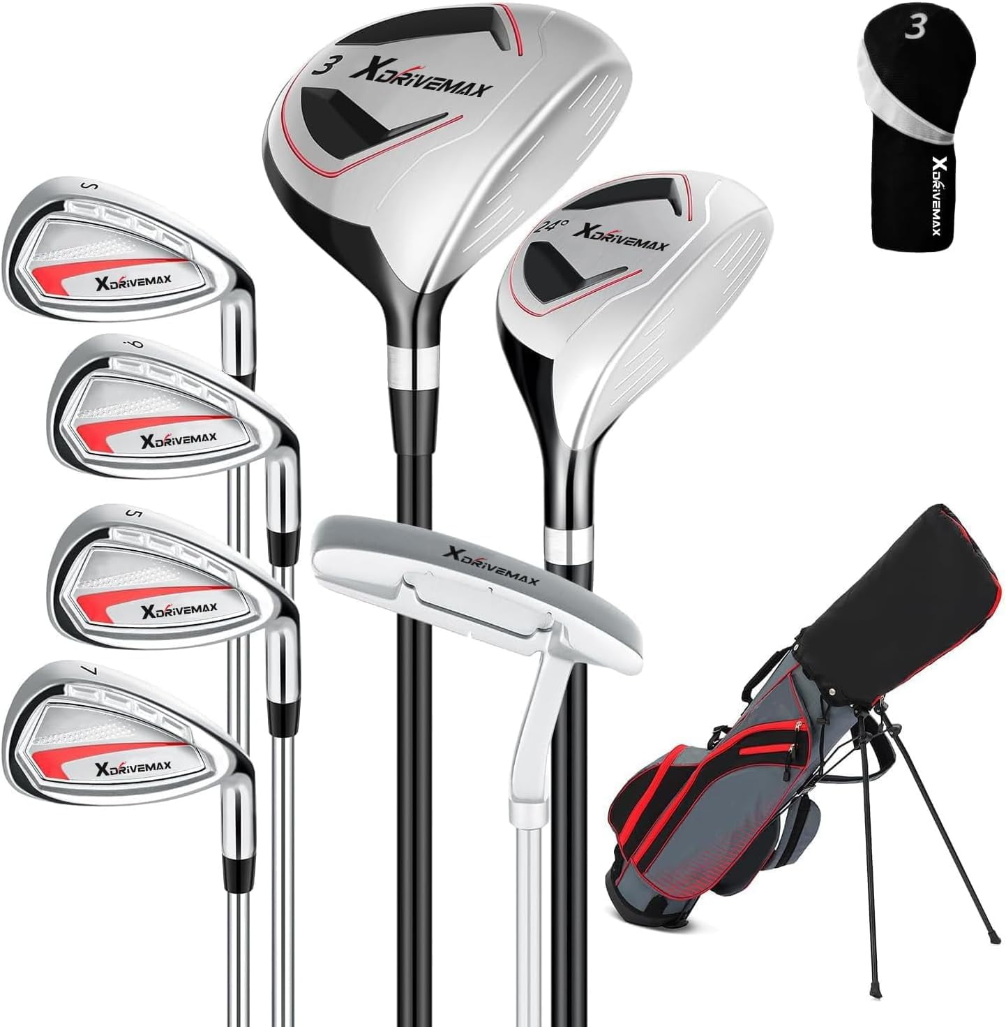 XDriveMax Men's Left-Handed 8-Piece Golf Club Set with Stand Bag