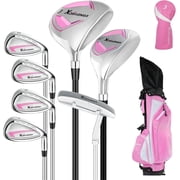 XDriveMax 8-Piece Left Hand Complete Golf Club Set for Women: Wood, Hybrid, Irons, Putter & Bag - Beginner Friendly, High Distance & Accuracy, Pink