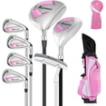 thumbnail image 1 of XDriveMax 8-Pieces Golf Club Set, Right-Handed Clubs for Women Includes Wood, Hybrid, Irons, Putter & Bag - Beginner Friendly, High Distance & Accuracy, Pink (No Driver), 1 of 7