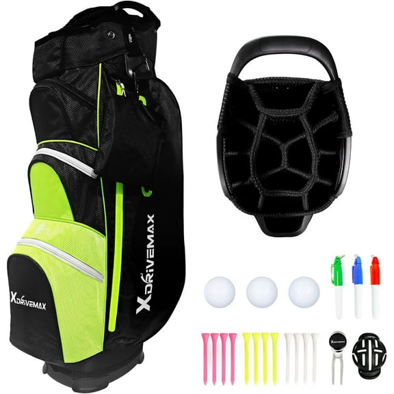 XDriveMax Golf Cart Bag, Lightweight Golf Bag, Compact Design Featuring Easy-Carry Shoulder Straps, 15-Way Top, Essential Storage Pockets