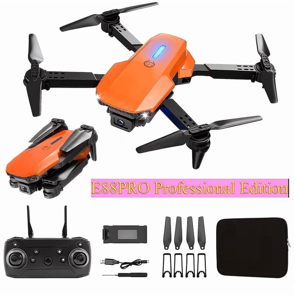 XE8 Quadcopter Drone, Dual Camera Remote Control Drone, Available in Multiple Colors and Battery Options (Orange 2 Batteries)