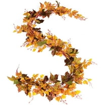 XEAZON 2 Pack Maple Leaf Vine Garland, 6.5 Ft/Piece Artificial Autumn Foliage Thanksgiving Decor for Home Wedding Fireplace Party Christmas