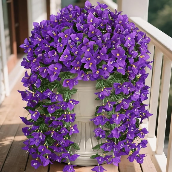 XEAZON Artificial Bougainvillea Flowers, 2PCS Bougainvillea Artificial Hanging Flowers, Realistic UV Resistant Silk Flowers for Front Door Wedding Porch Patio Aisle Party Home Decoration(Purple)