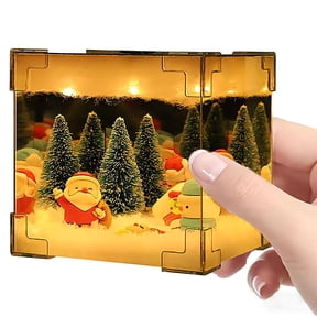 Christmas Night Light, Christmas Old Man Snowman Decoration Lamp, Xmas DIY Magic Cube Mirror Night Light, Xmas Handmade Decoration with Material Kit,Night Light for Indoor Christmas Decor,Random Doll