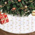 thumbnail image 1 of XEAZON Christmas Tree Skirt, 48 Inch Gold Sequin Snowflakes Tree Skirts White Plush Faux Fur Christmas Tree Skirt for Holiday Tree Ornaments Christmas Party Home Decorations (Gold Sequin, 48in), 1 of 8