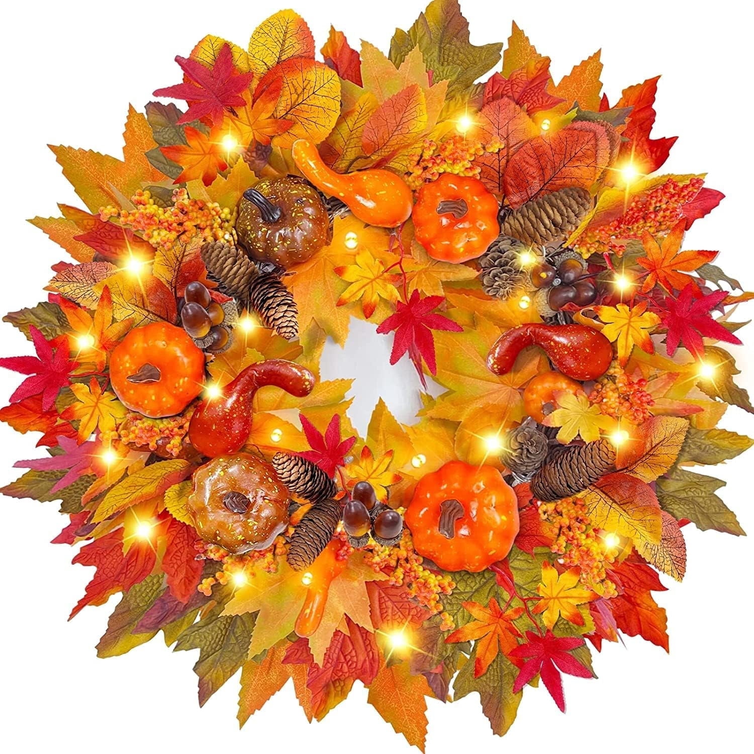XEAZON Christmas Wreaths for Front Door - 18 Inch Fall Wreath Xmas ...