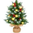 thumbnail image 1 of XEAZON Mini Christmas Tree, 18 inch Artificial Small Xmas Tabletop Tree with LED Lights, Red Berries, Pine Cones, Miniature Desktop Christmas Tree Holiday Party Decorations for Table Home Office Shop, 1 of 9