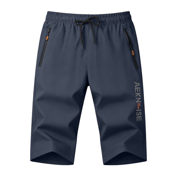 XEDZYT Gym Shorts Men Summer Loose Casual Sports Running Capri Pants with Zipper Pockets Size L