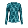 thumbnail image 1 of XEDZYT Long Sleeve Shirts for Women Lace Crewneck Slim Fit Tops Goingout Fashion Clothes Size L, 1 of 5