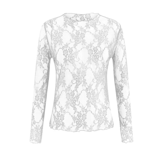 XEDZYT Long Sleeve Shirts for Women Lace Crewneck Slim Fit Tops Goingout Fashion Clothes Size XL
