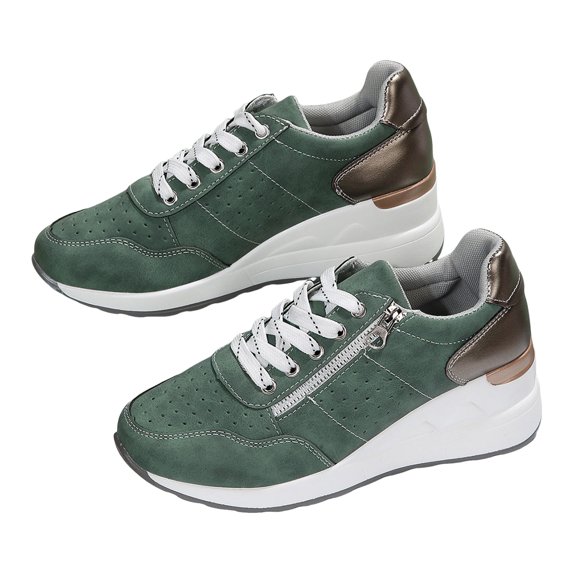 XEDZYT Wedge Shoes for Women Thick Soled Lace Up Casual Shoes Running Fashion Sneakers Size 10.5
