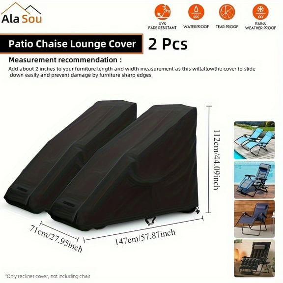 XEEZ 1/2pcs Zero-Gravity Chair Cover Outdoor Folding Lawn Lounge Chair Upgraded Waterproof Folding Lounge Chair Cover with Handles and Breathable Bag Waterproof