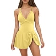 thumbnail image 1 of XEGLSBU 1 Piece Swimsuit Women Pushup Elegant Plus Size Swimsuit with Skirt Swimwear for Full Figure Swimsuit Bathing Yellow Size S, 1 of 4